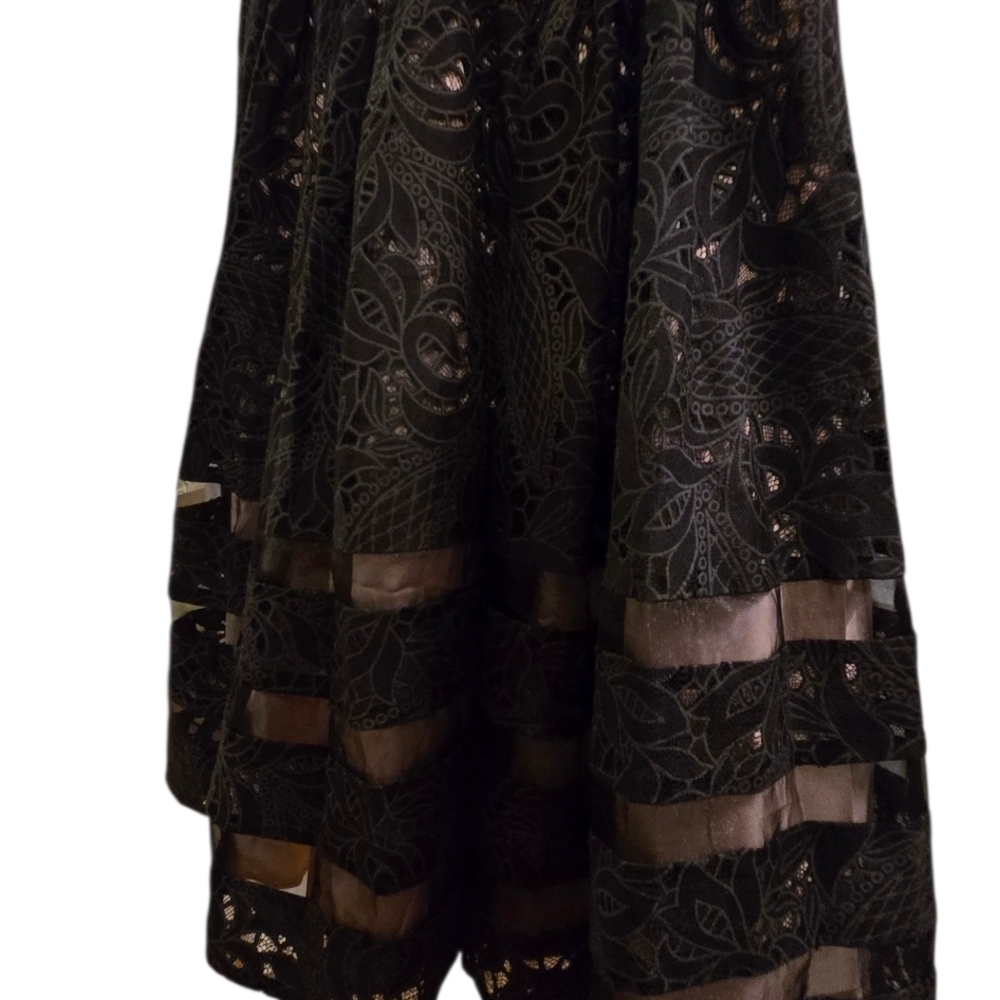 Eliza J Black Lace Fit & Flare Cocktail Dress Dark Romantic Coquette Chic Goth - Picture 6 of 11